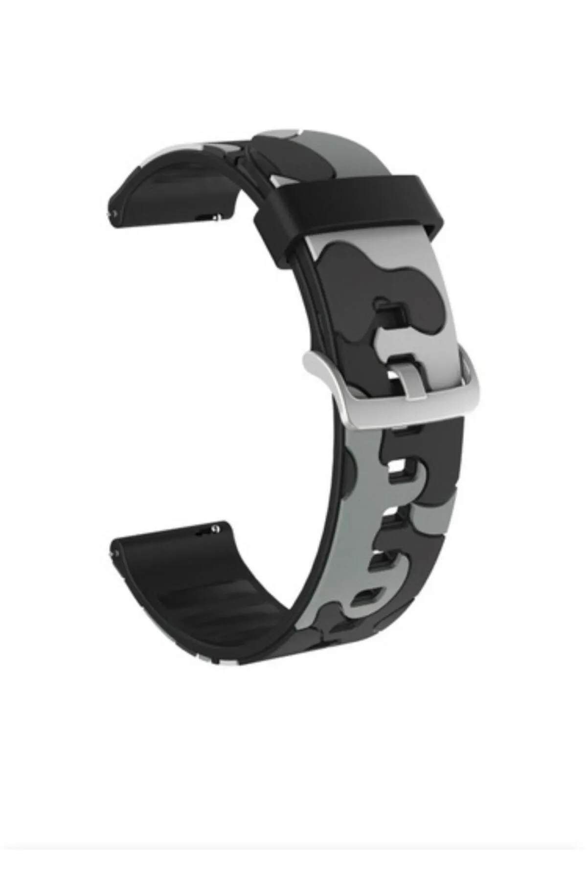 MarkaCase Garmin 245-245 Music İçin Kamuflaj Silikon Saat Kordonu 20MM - Siyah/Gri Kamuflaj görsel 2