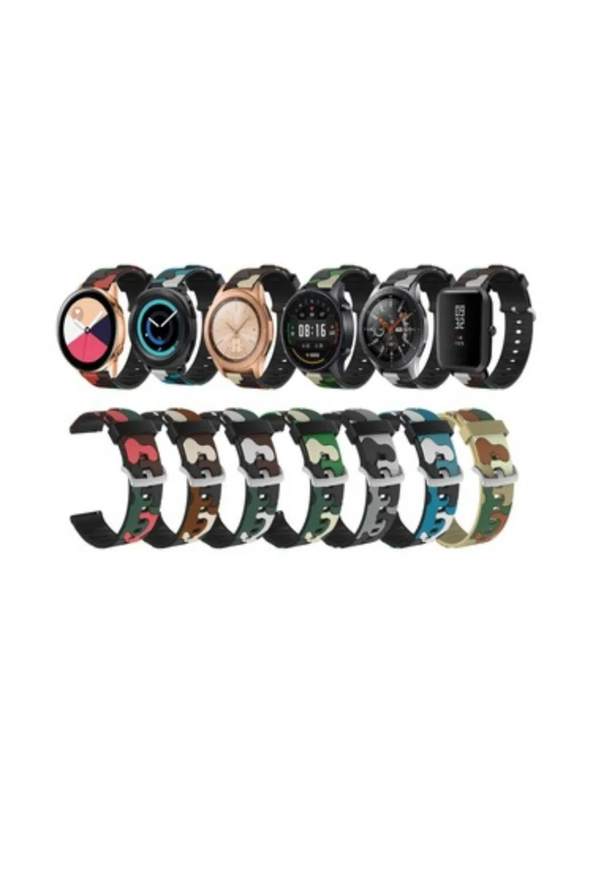 MarkaCase Garmin 245-245 Music İçin Kamuflaj Silikon Saat Kordonu 20MM - Kırmızı/Siyah Kamuflaj görsel 3