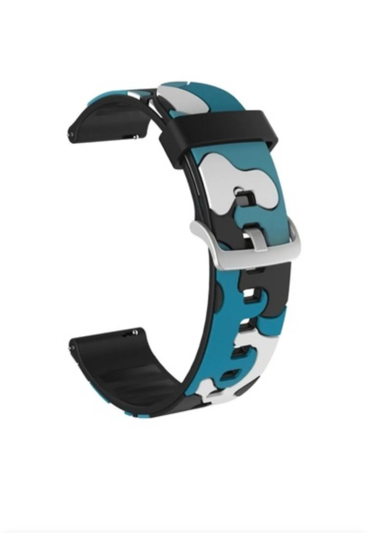 MarkaCase Garmin 245-245 Music İçin Kamuflaj Silikon Saat Kordonu 20MM - Mavi/Beyaz Kamuflaj görsel 2