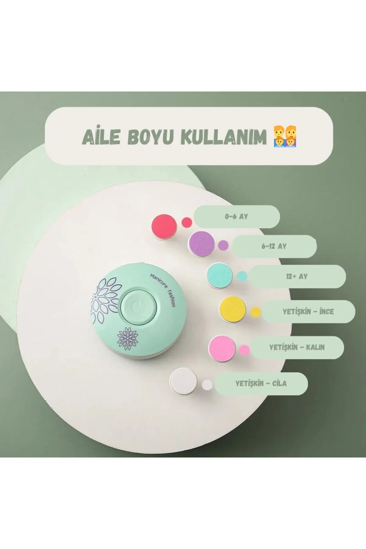Huggy Mommy Yenidoğan Bebek Çocuk Yetişkin Döner Pilli Tırnak Kesme Törpü Makinası Tırnak Makası Bebek Bakım görsel 2