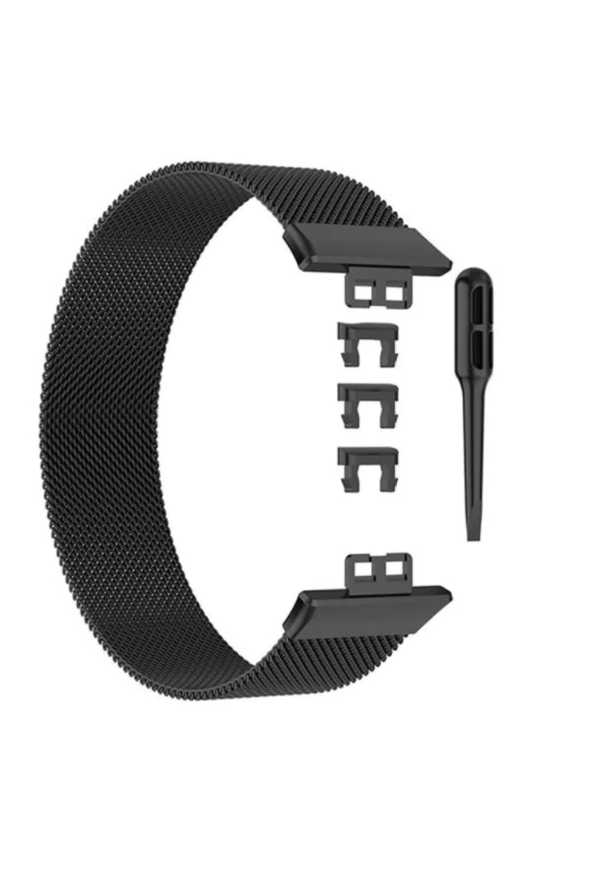 MarkaCase Huawei Watch Fit Elegant Için Pimli Metal Mıknatıslı Milanese Kordon Siyah