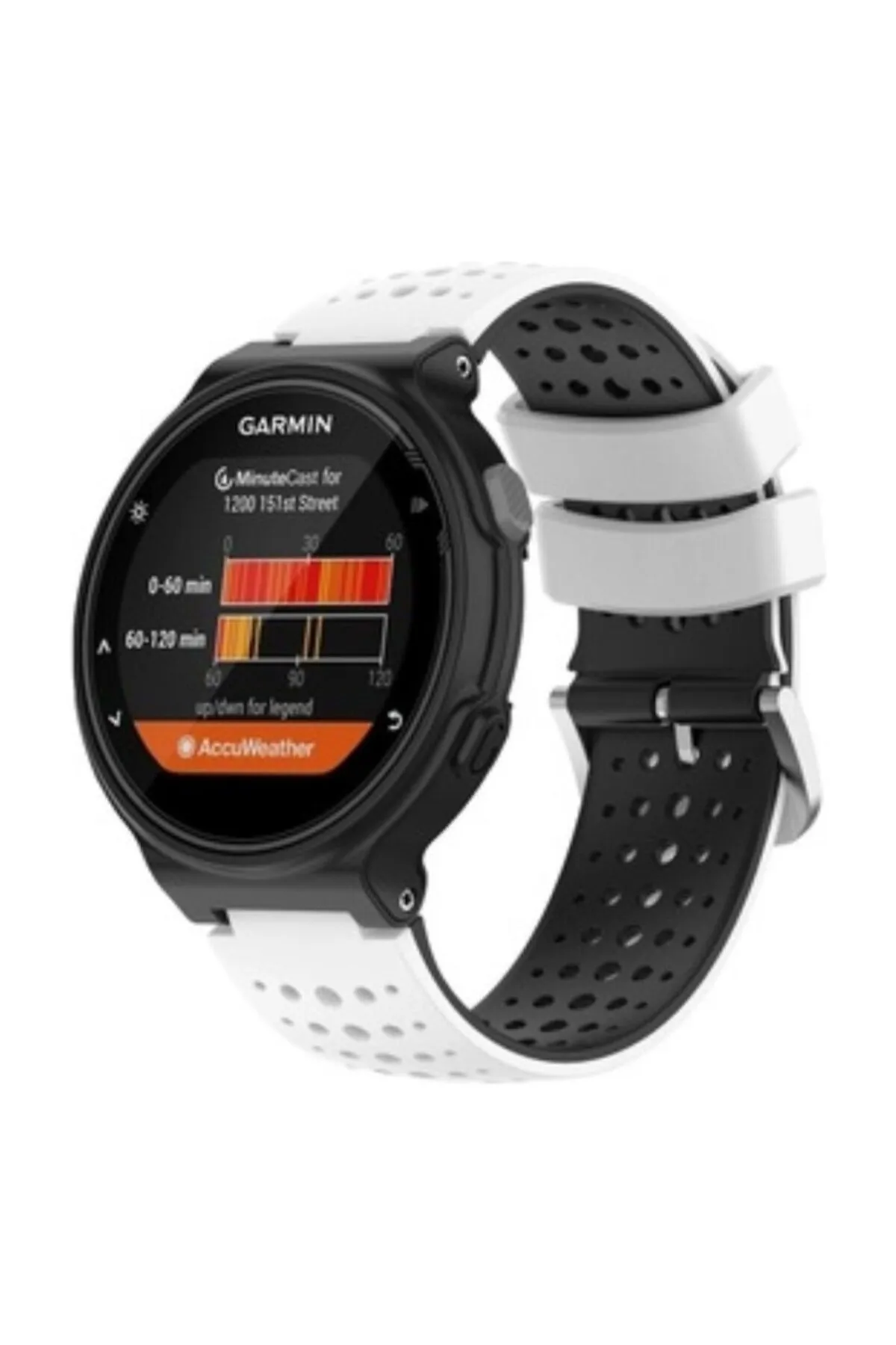 MarkaCase Garmin Forerunner 735XT Uyumlu Silikon Kordon - Beyaz/Siyah görsel 2