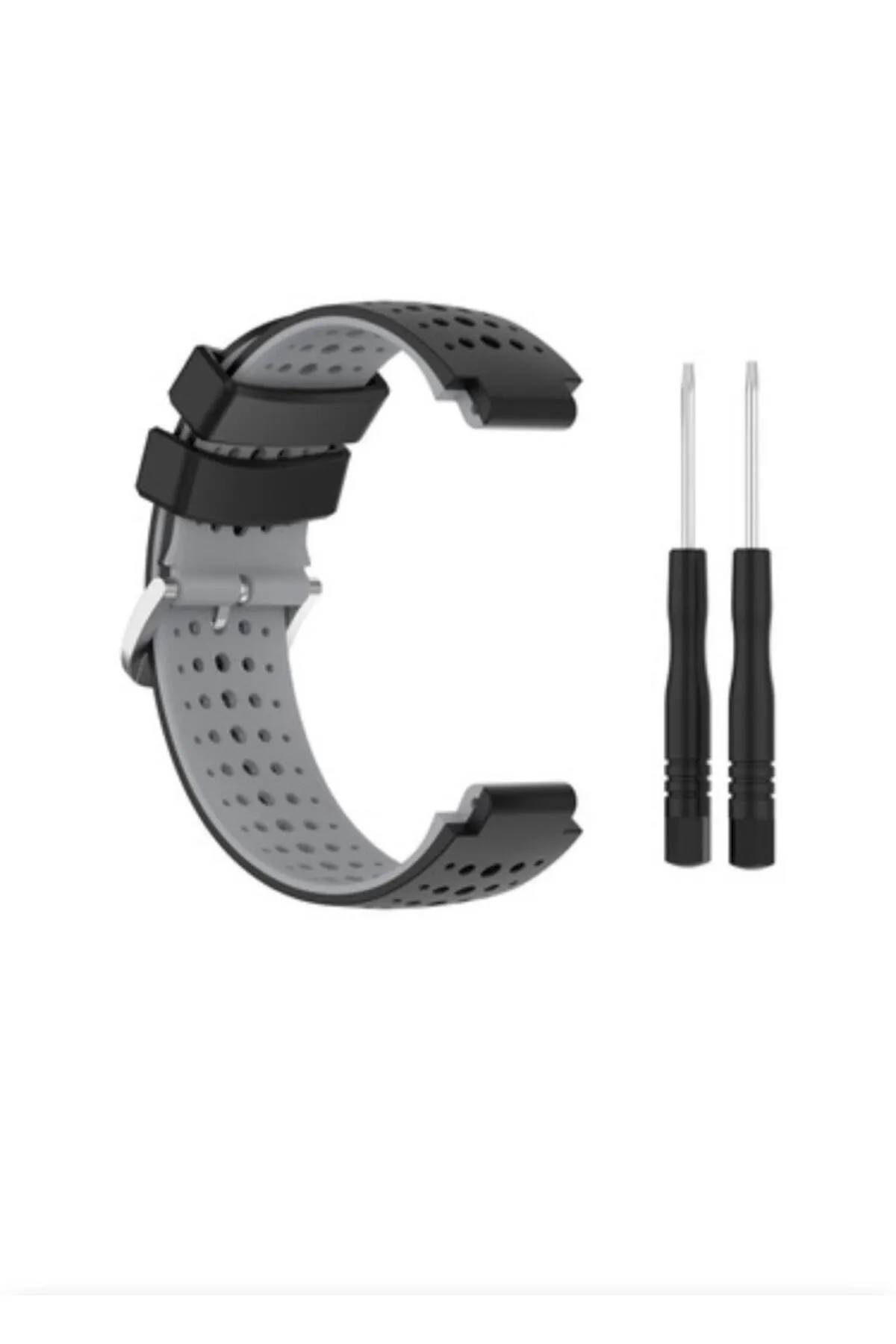 MarkaCase Garmin Forerunner 735XT Uyumlu Silikon Kordon - Gri/Siyah görsel 3