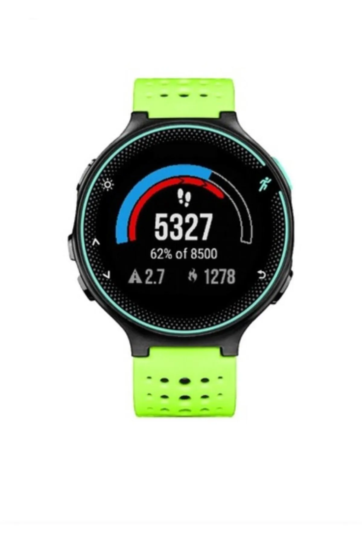 MarkaCase Garmin Forerunner 230-235 Uyumlu Silikon Kordon - Yeşil/Siyah görsel 2