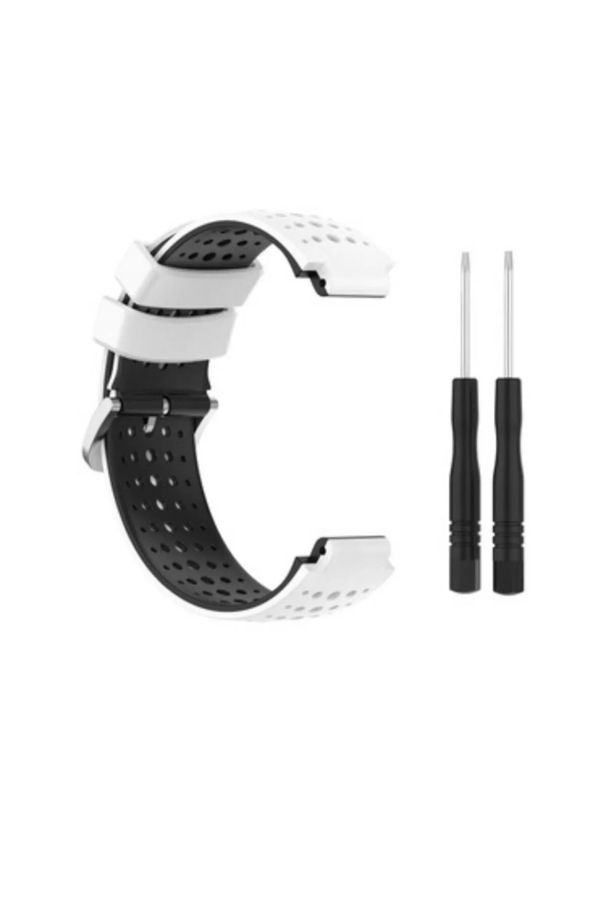 MarkaCase Garmin Forerunner 230-235 Uyumlu Silikon Kordon - Beyaz/Siyah görsel 2