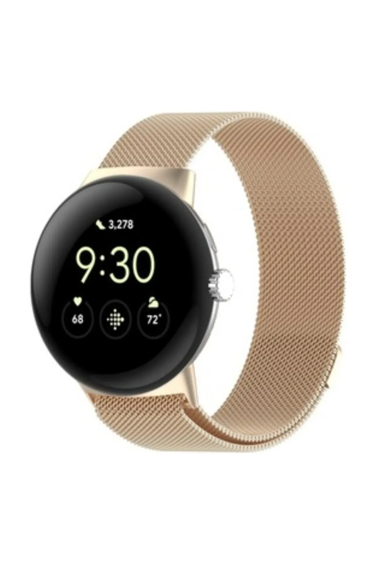 MarkaCase Google Pixel Watch Uyumlu Milanese Paslanmaz Çelik Metal Saat Kordonu - Vintage Gold