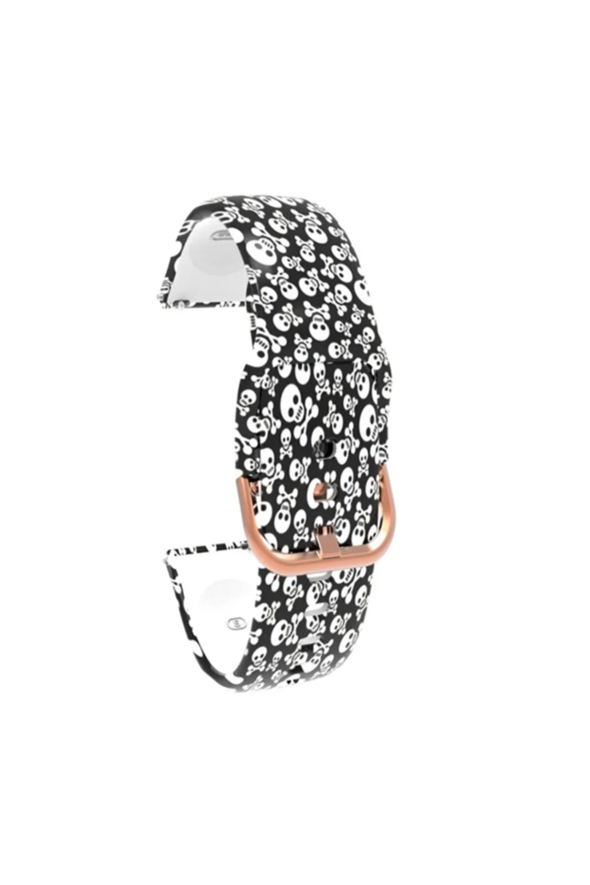 MarkaCase Fossil Watch Gen 6 Için Desenli Silikon Kordon Beyaz Kurukafa