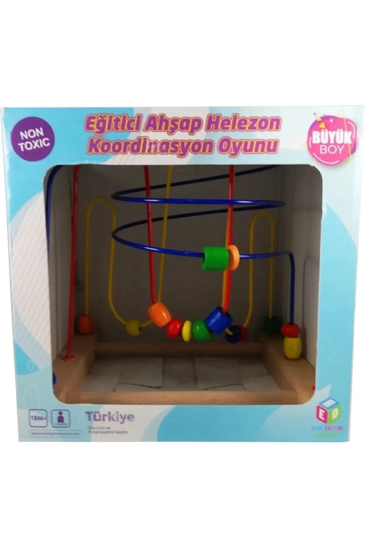 Huggy Mommy Hobi Eğitim Dünyası Eğitici Ahşap Helezon Koordinasyon Oyuncağı 2-3-4 Yaş Eğitici Oyuncak Büyük Boy görsel 3