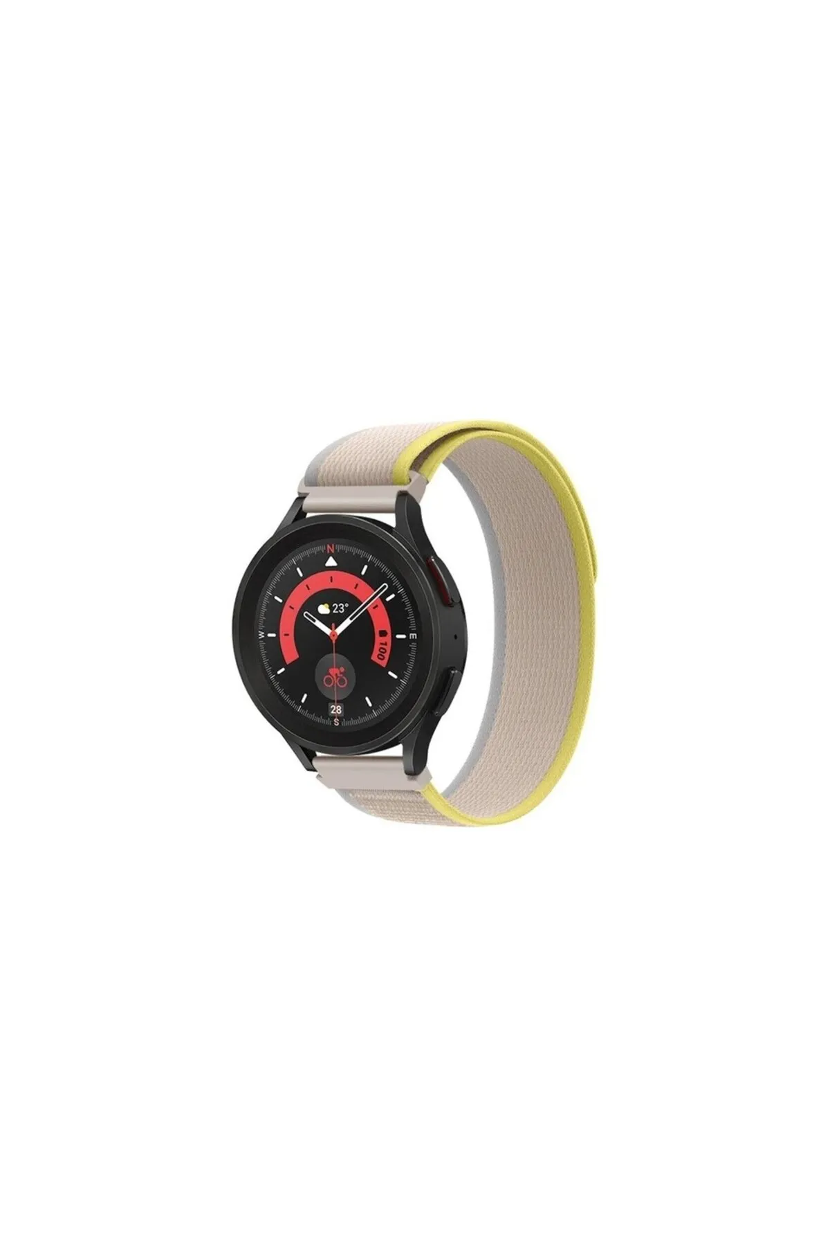 MarkaCase Huawei Watch Gt Fortuna Active 46 mm İçin Trail Kordon 22MM - Krem/Sarı