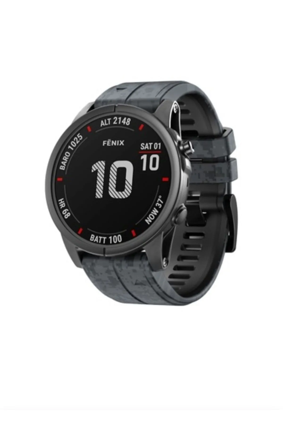 MarkaCase Garmin Fenix 6 -6 Pro (22MM) Kamuflaj Silikon Saat Kordonu - Antrasit Kamuflaj