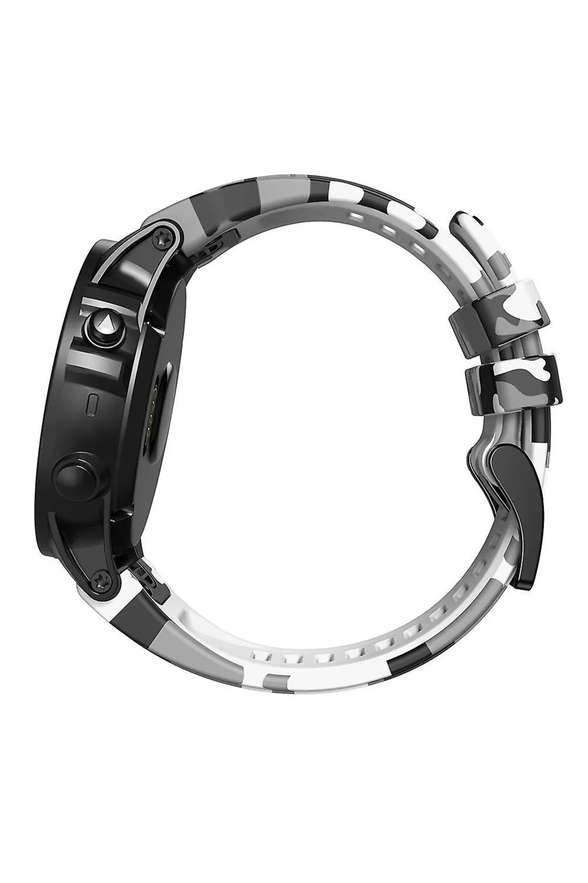 MarkaCase Garmin Fenix  5 -5 plus Pro (22MM) Kamuflaj Silikon Saat Kordonu - Beyaz Kamuflaj görsel 3