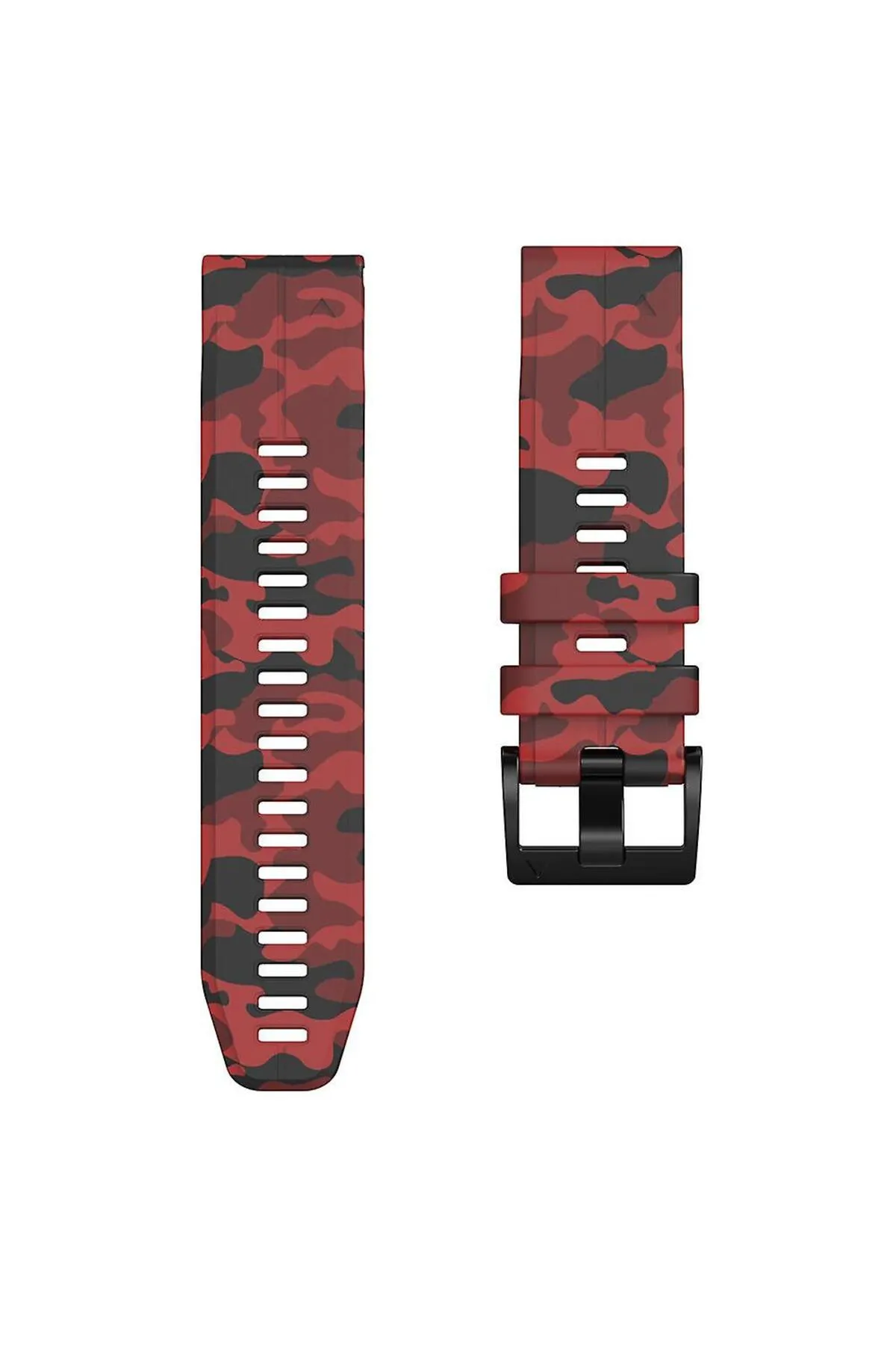 MarkaCase Garmin Quatix 6 (22MM) Kamuflaj Silikon Saat Kordonu - Kırmızı Kamuflaj görsel 3