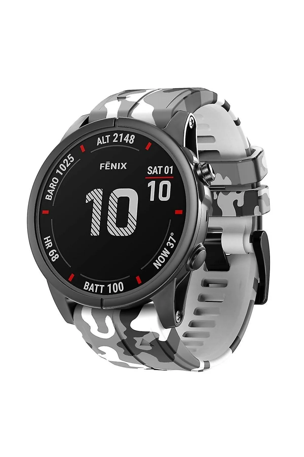 MarkaCase Garmin apporach 60-62 (22mm) Kamuflaj Silikon Saat Kordonu - Beyaz Kamuflaj