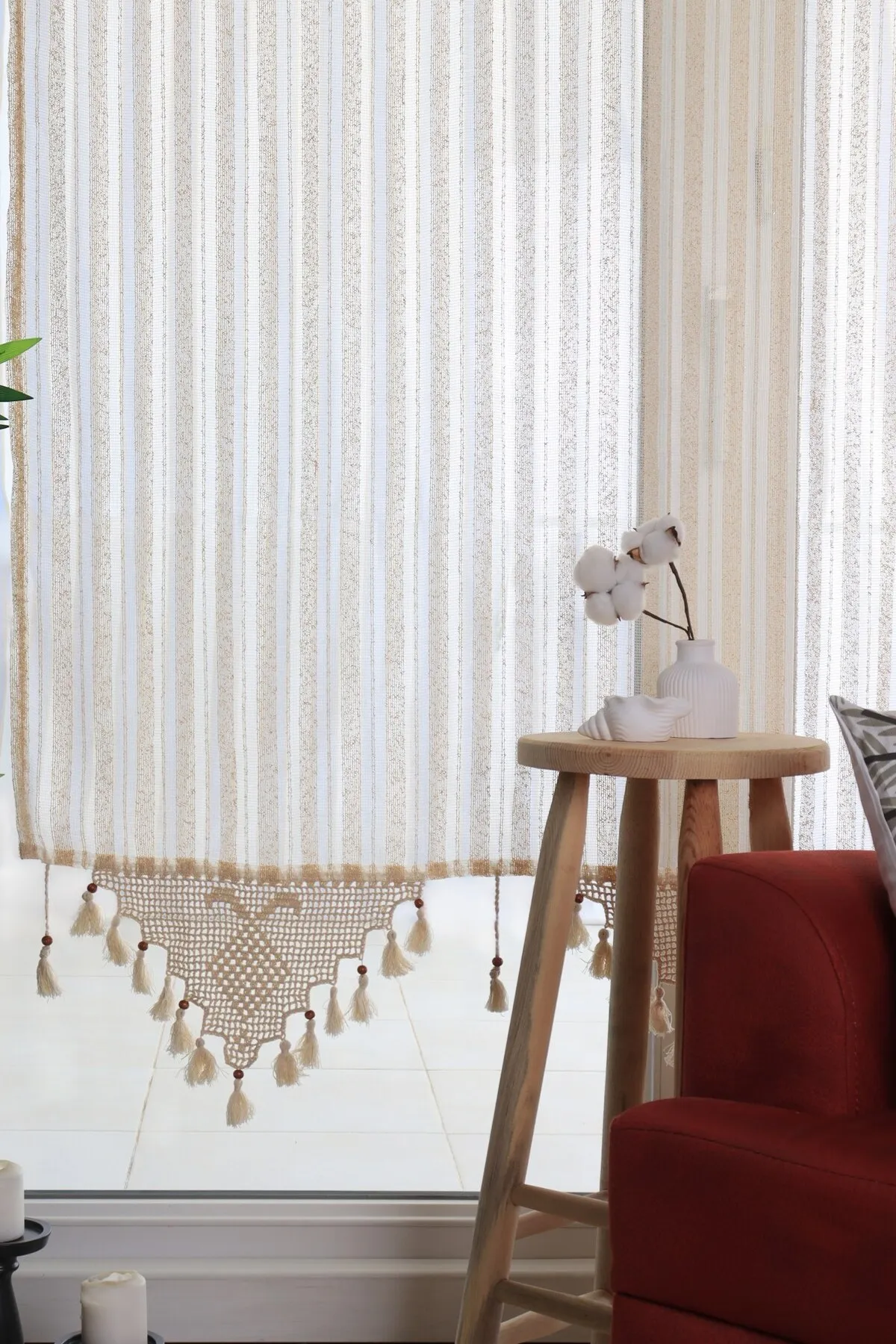 Buldan Concept Buldan Çizgili Tül Perde 220x200 cm görsel 4