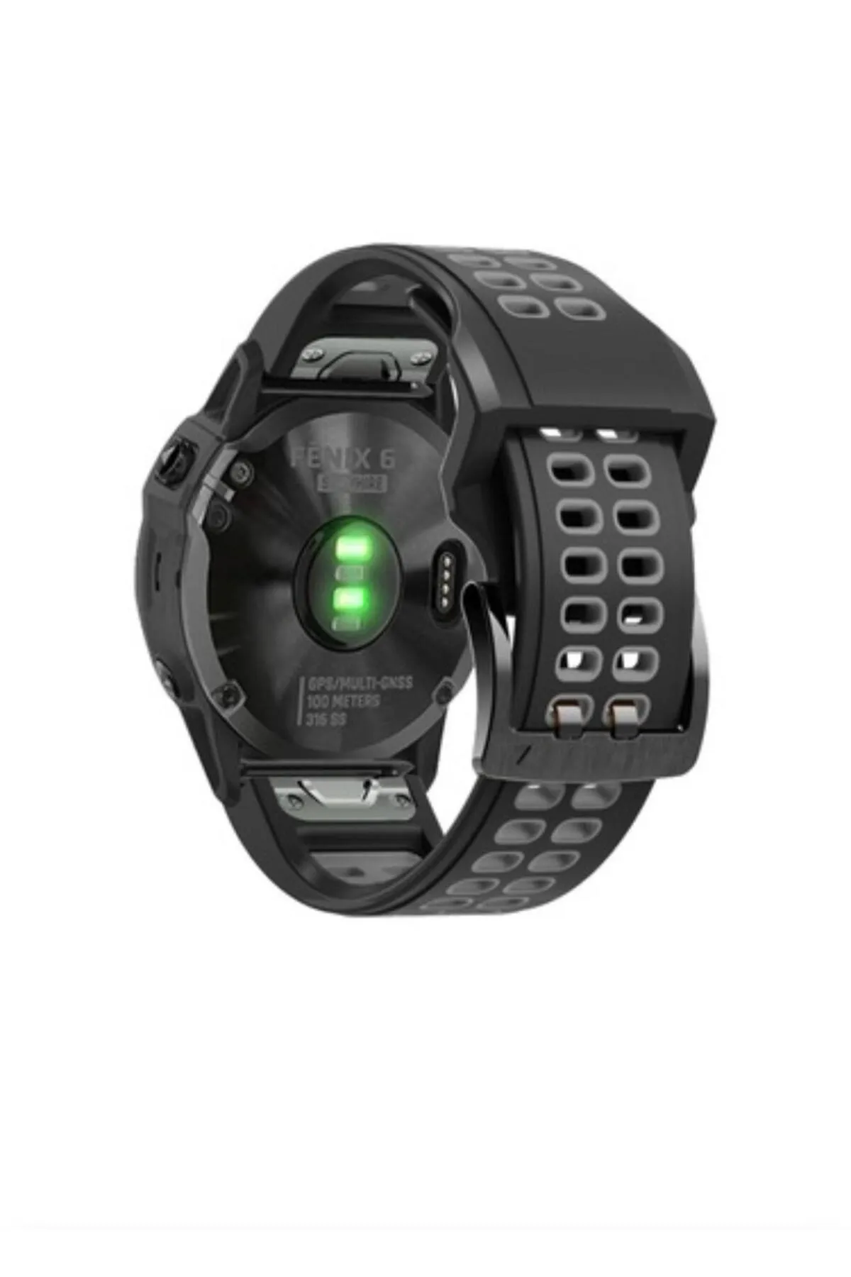 MarkaCase Instinct Solar Için Quick Fit Özellikli (22mm)  Çift Sıralı Silikon Saat Kordonu - Siyah/Gri görsel 2