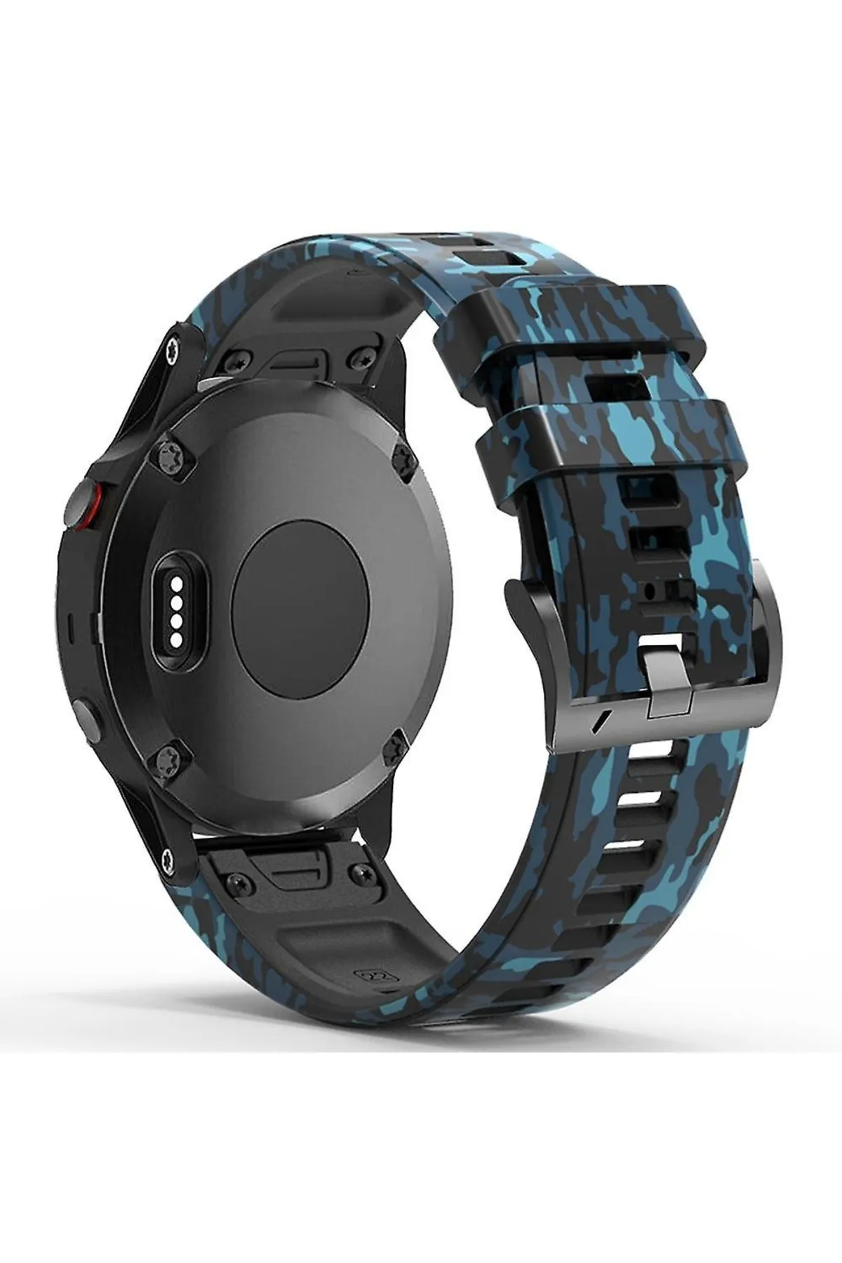 MarkaCase Garmin 7x - 7x pro - plus  (26MM) Kamuflaj Silikon Saat Kordonu - Mavi Kamuflaj