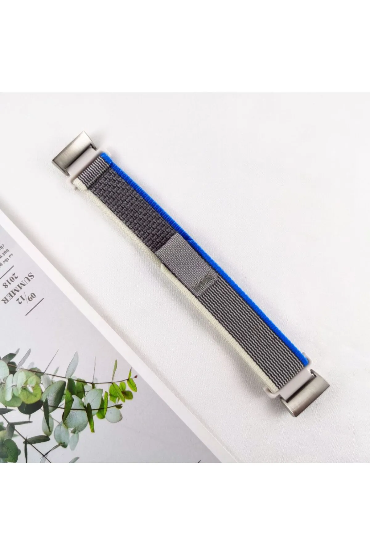 MarkaCase Fitbit Charge 3 Için Trail Kordon - Gri/Mavi