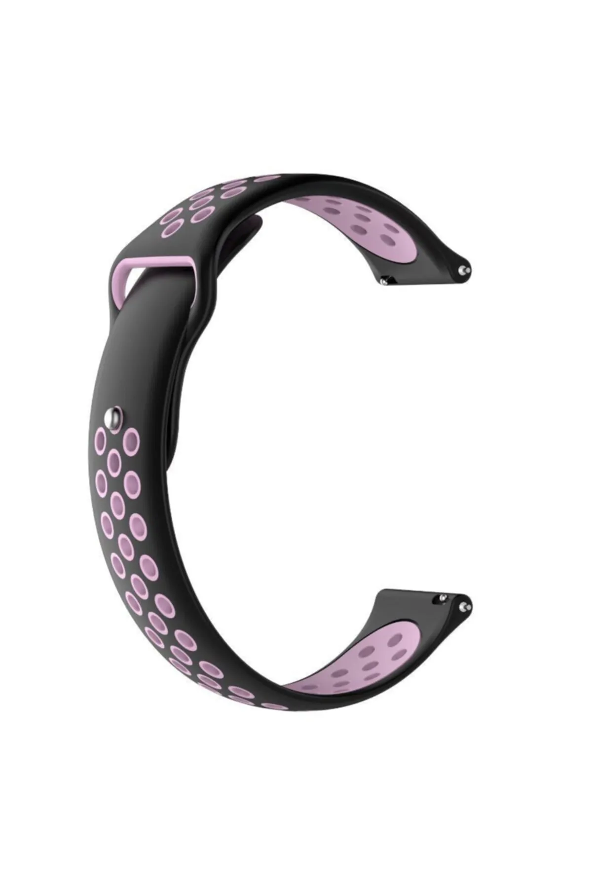 MarkaCase Fossil Watch Gen 6 Için Delikli Spor Kordon Siyah Pembe