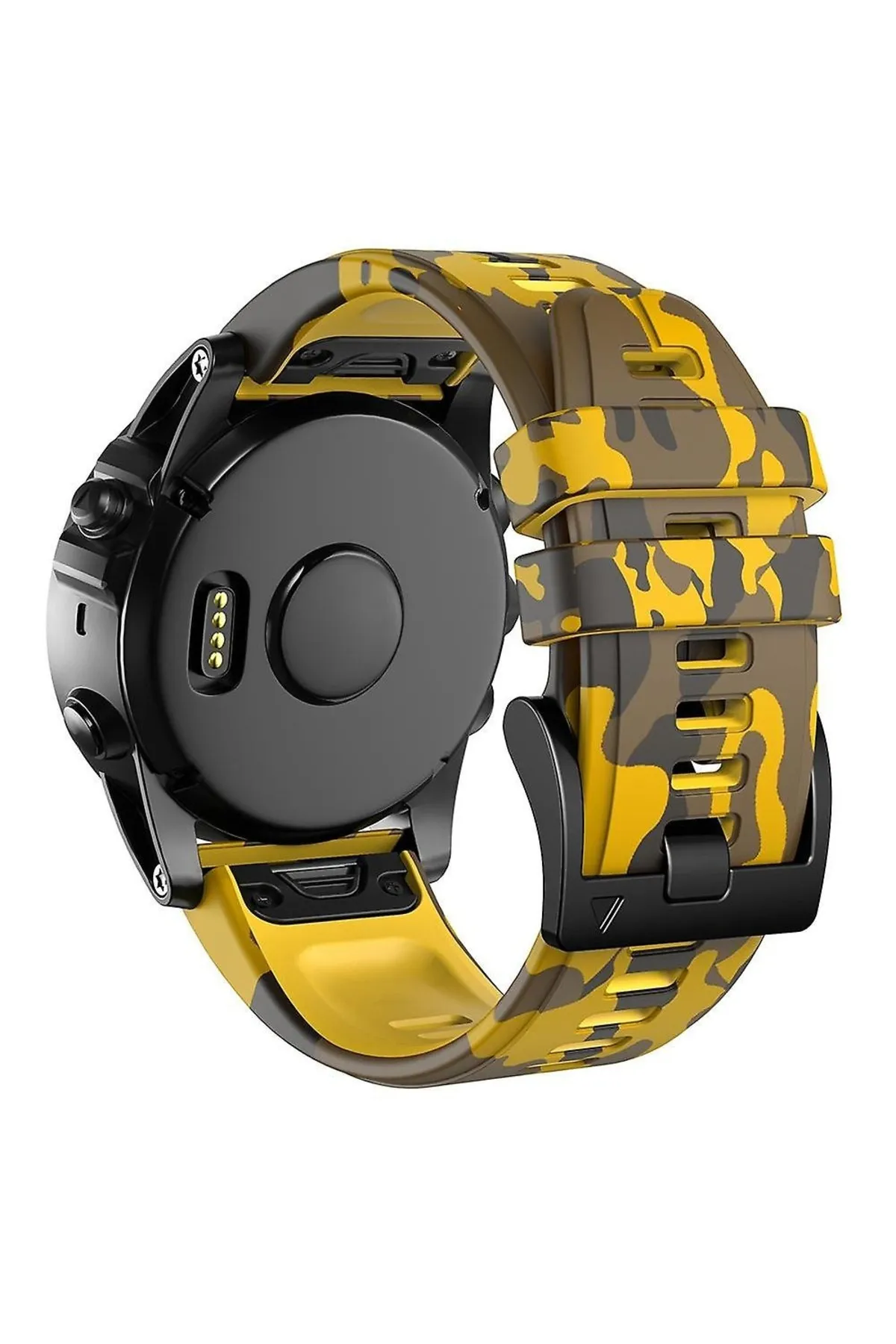 MarkaCase Garmin fenix 6x-6x pro- plus  (26MM) Kamuflaj Silikon Saat Kordonu - Sarı Kamuflaj görsel 2