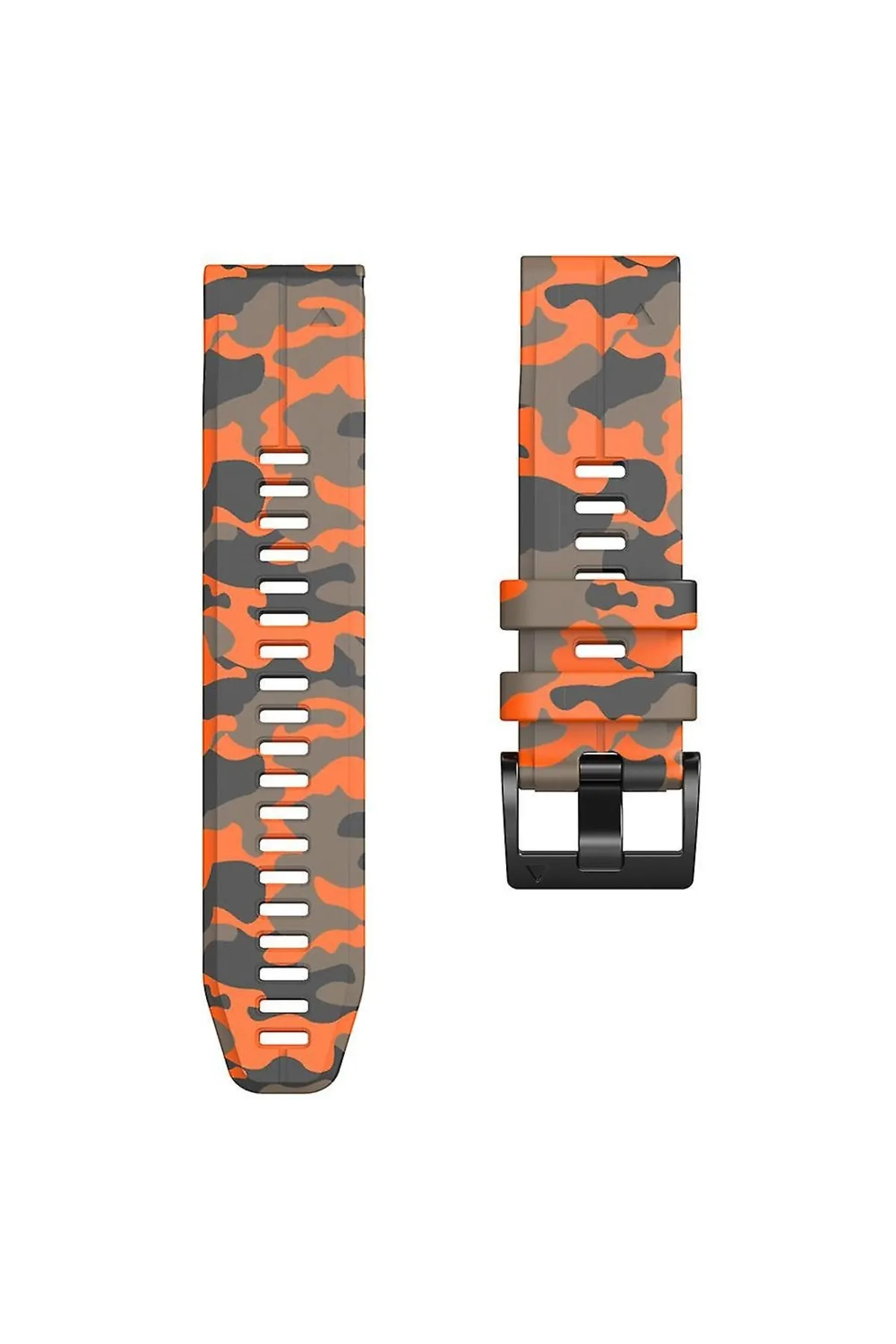 MarkaCase Garmin fenix 6x-6x pro- plus  (26MM) Kamuflaj Silikon Saat Kordonu - Turuncu Kamuflaj görsel 3
