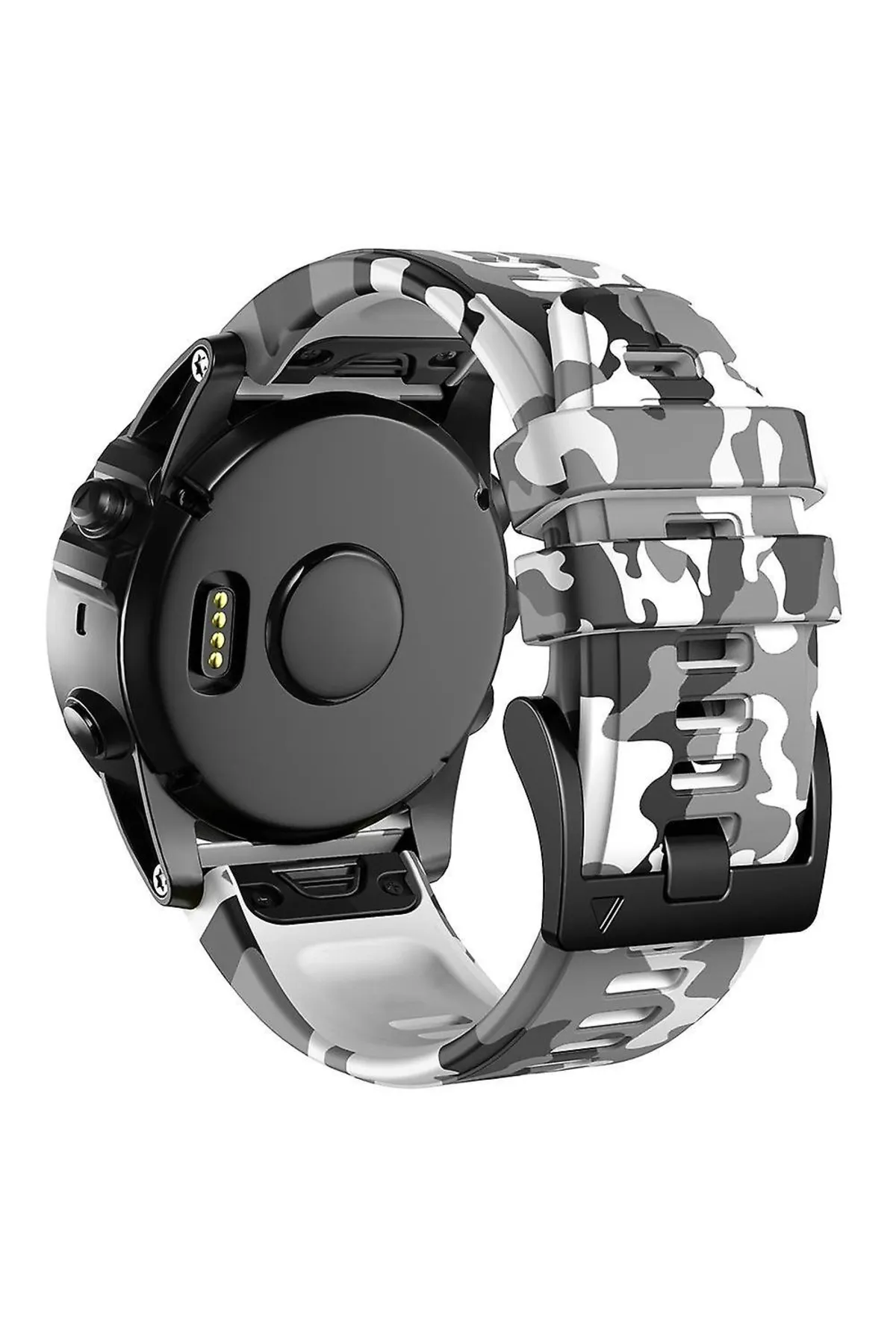 MarkaCase Garmin fenix 5x-5x plus sapphire  (26MM) Kamuflaj Silikon Saat Kordonu - Beyaz Kamuflaj görsel 2