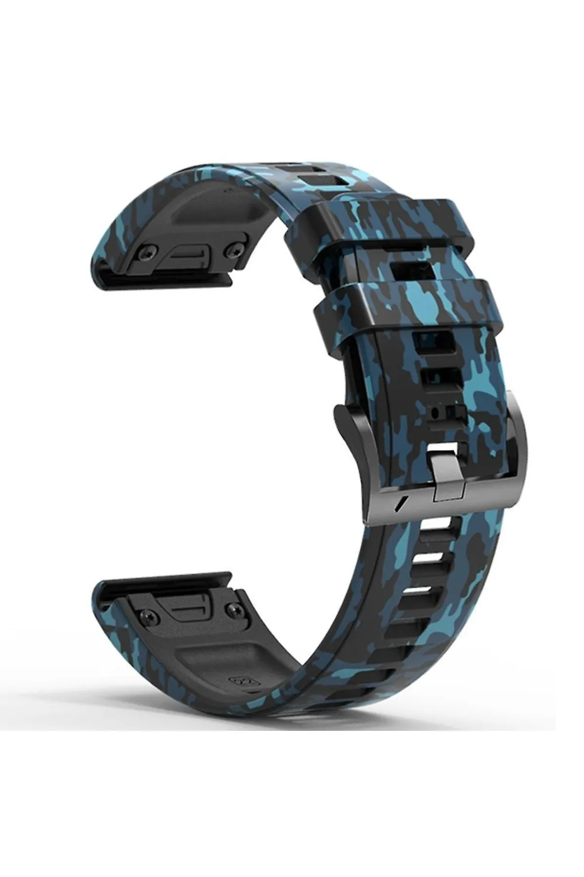 MarkaCase Garmin fenix 5x-5x plus sapphire  (26MM) Kamuflaj Silikon Saat Kordonu - Mavi Kamuflaj görsel 2