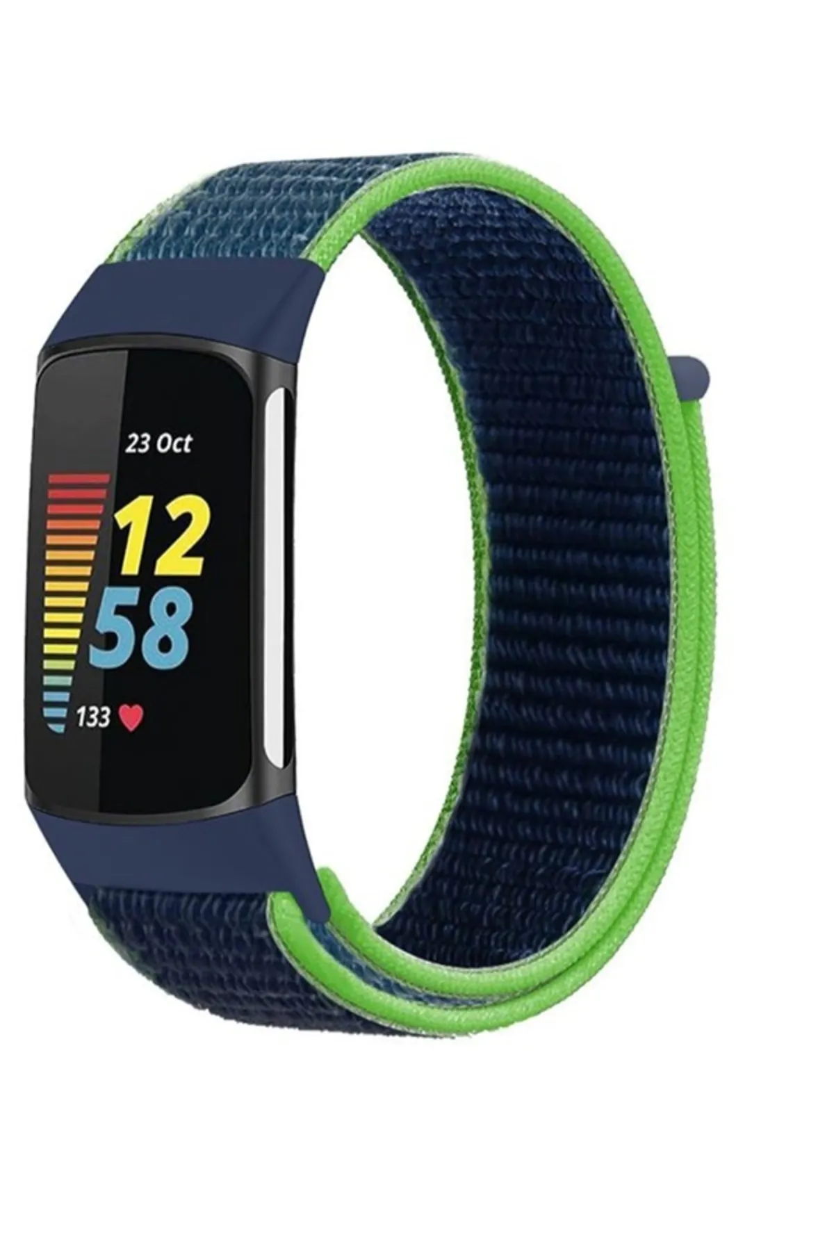 MarkaCase Fitbit Charge 6 İçin Dokuma Kordon - Mavi/Yeşil