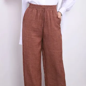 GButik's Bel Lastikli Cepli Keten Pantolon