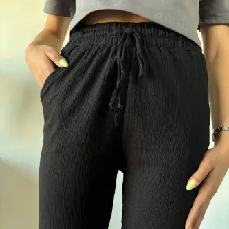 DUBLE PAÇA BÜRÜMCÜK KUMAŞ PANTOLON