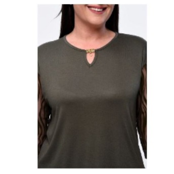 GButik's Büyük Beden Kolları Dantelli Bluz