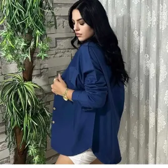 GButik's Çift Kapaklı Cep Oversize Gabardin Gömlek