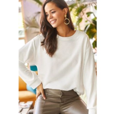 GButik's Kadın İki İplik Oversize Düz Sweat