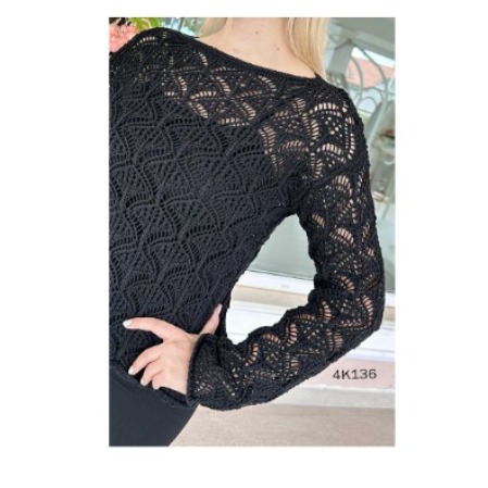 GButik's Ajurlu Kayık Yaka Triko Bluz