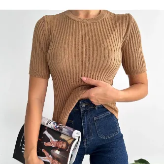 GButik's Bisiklet Yaka Kısa Kol Triko Bluz
