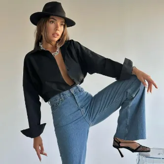 Classy Model Oversize Gömlek Siyah