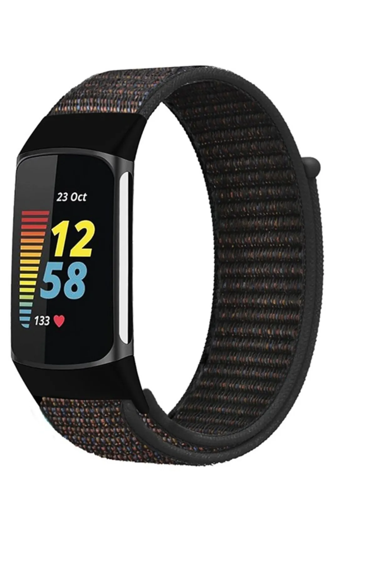 MarkaCase Fitbit Charge 6 İçin Dokuma Kordon - Siyah/Kırmızı