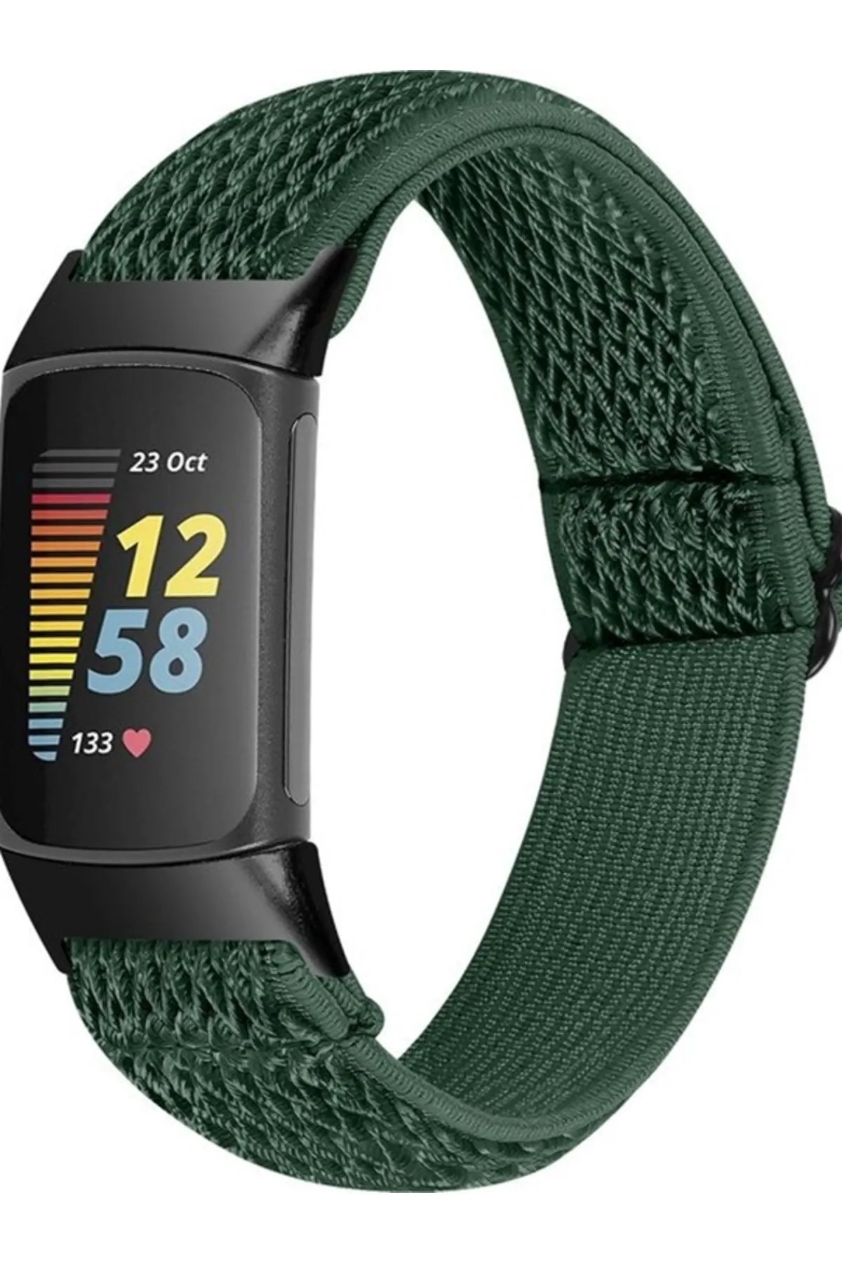 MarkaCase Fitbit Charge 5 Elastik  Örgü Watch Kordon - Yeşil