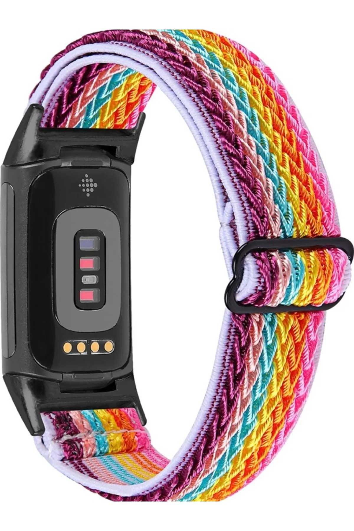 MarkaCase Fitbit Charge 5 Elastik  Örgü Watch Kordon - Gökkuşağı