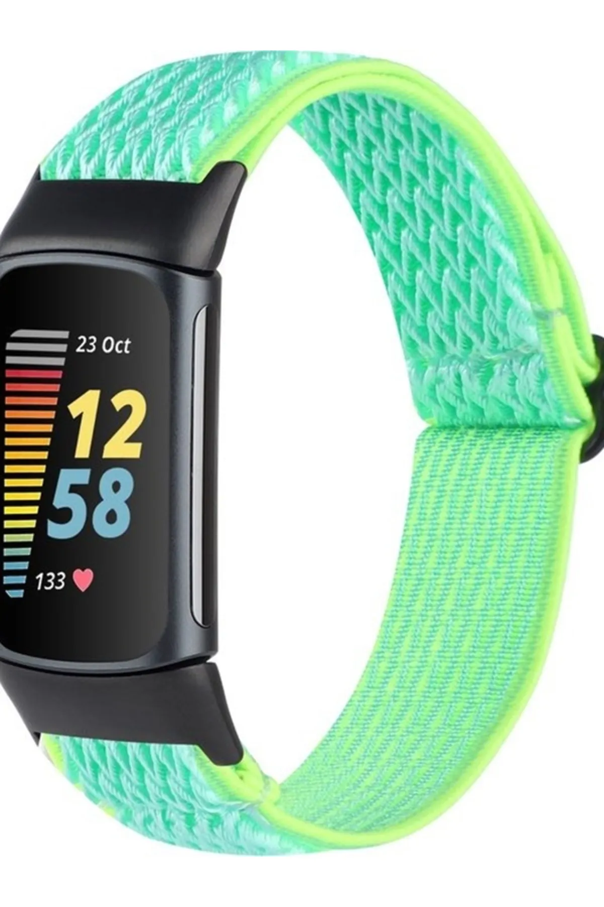MarkaCase Fitbit Charge 5 Elastik  Örgü Watch Kordon - Nane Yeşili