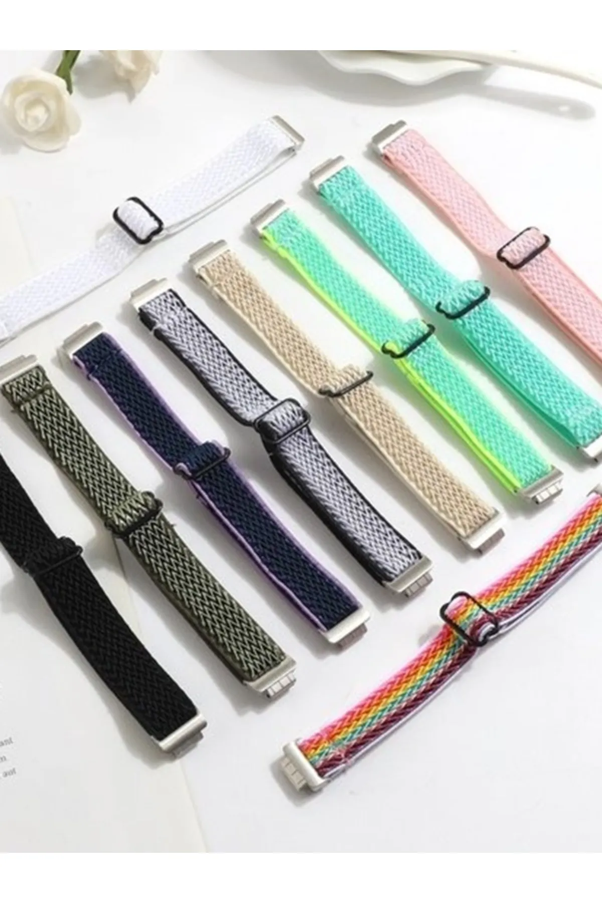 MarkaCase Fitbit Charge 5 Elastik  Örgü Watch Kordon - Nane Yeşili görsel 3