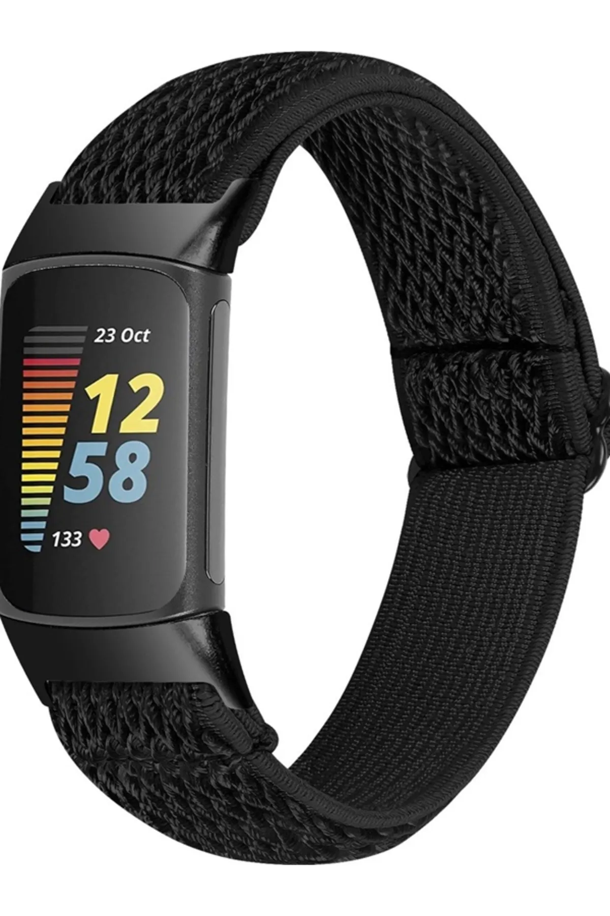 MarkaCase Fitbit Charge 5 Elastik Örgü Watch Kordon - Siyah