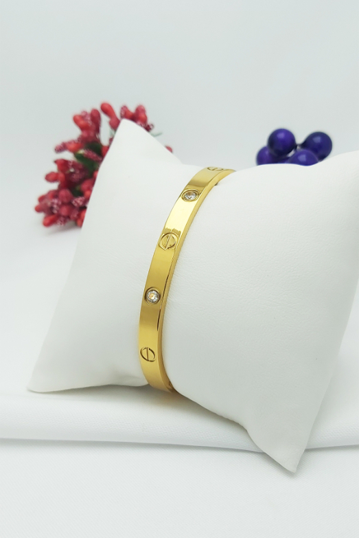 316L çelik gold cartier model taşlı kelepçe