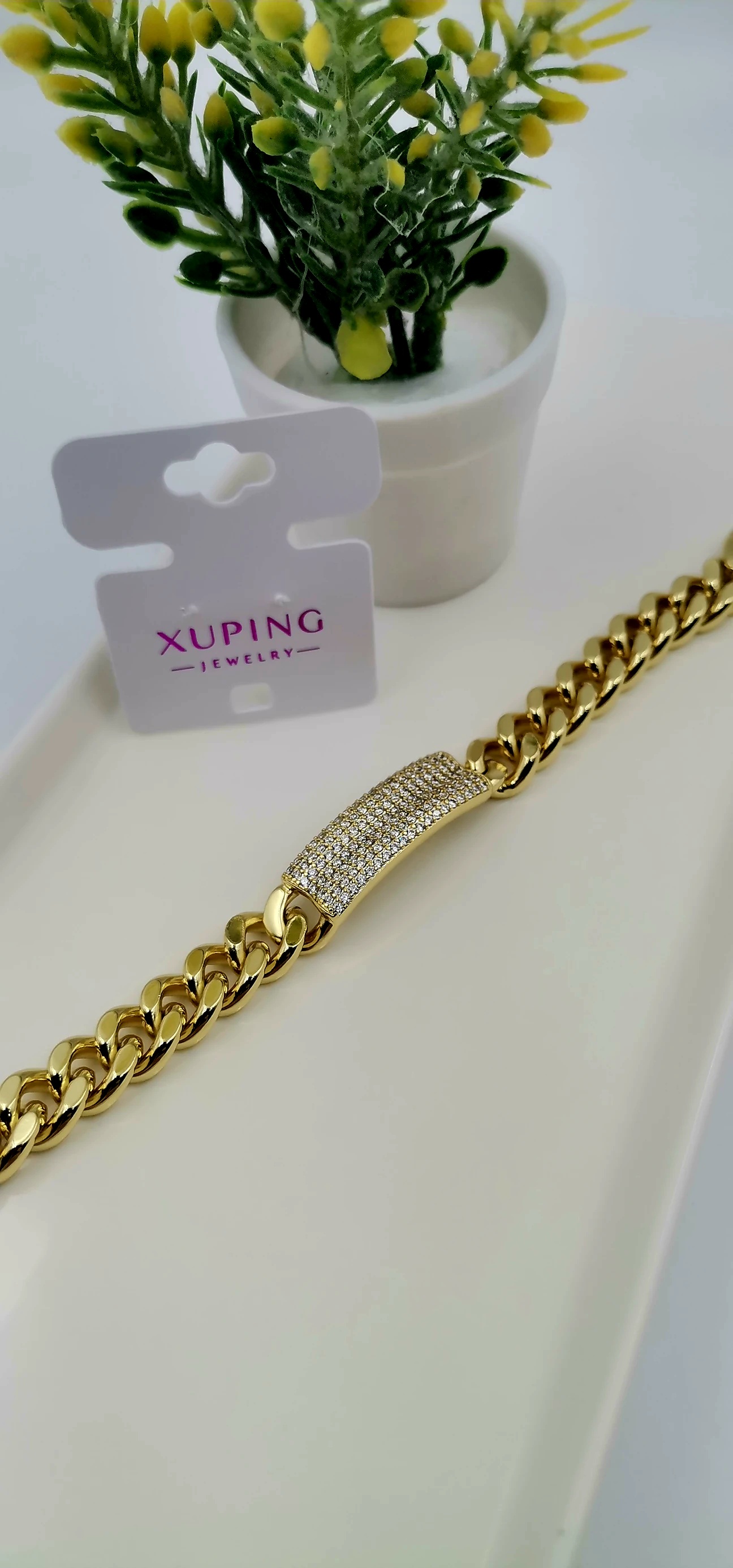 Xuping 14k Altın Kaplama Kararmaz Vip Seri Zirkon Taşlı Bileklik