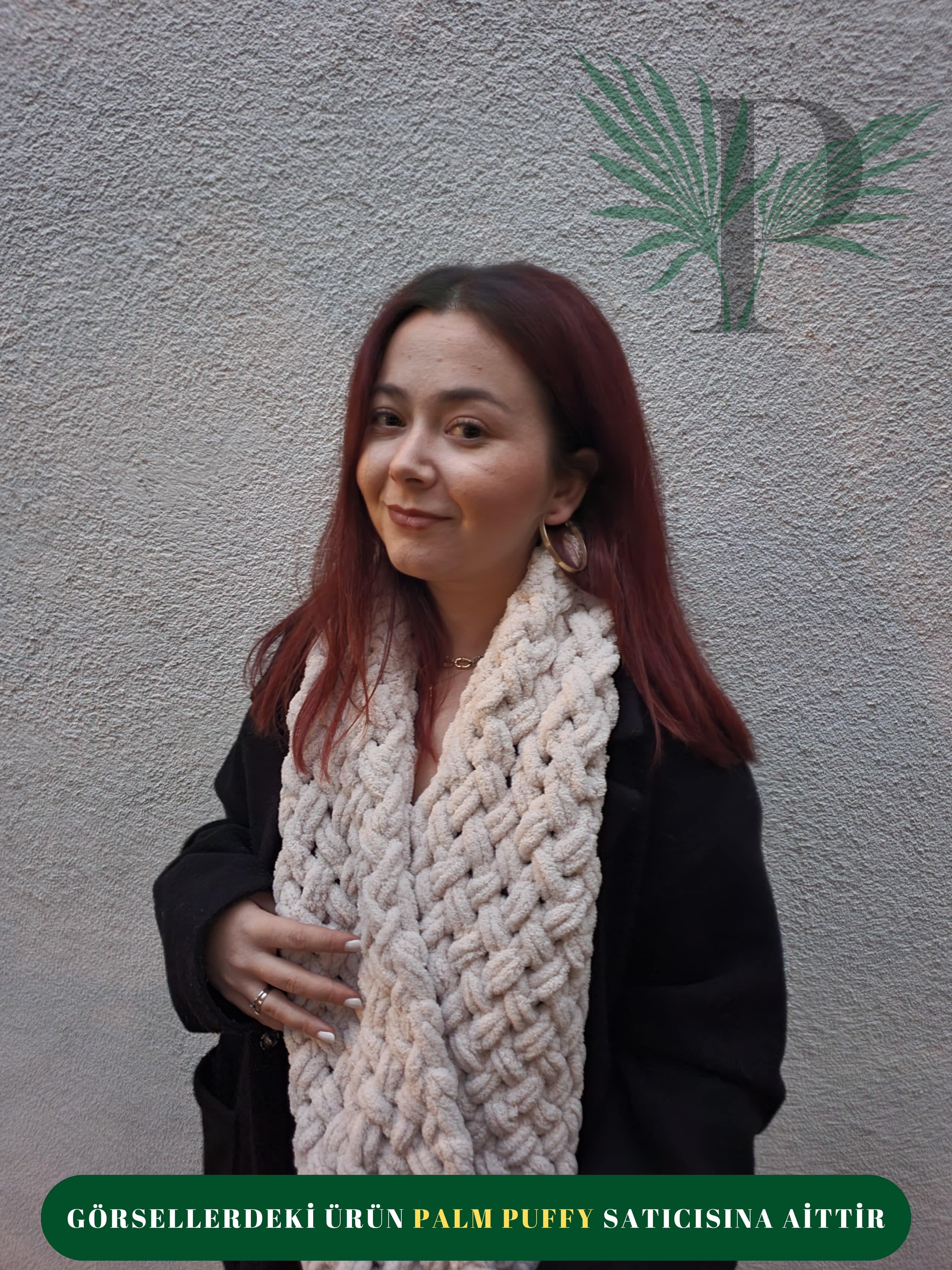 PALM PUFFY HASIR ÖRGÜLÜ ATKI