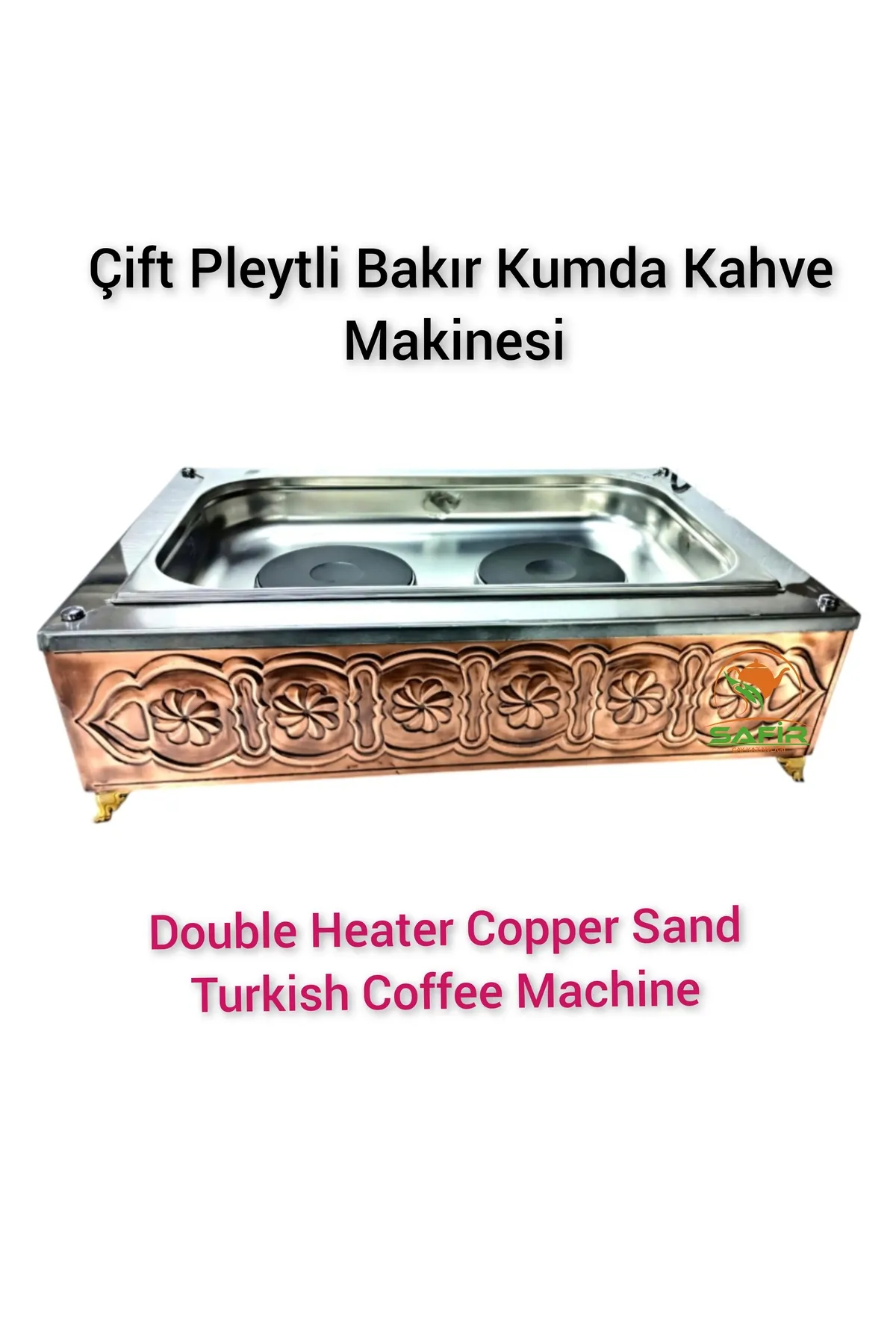 SAFİR ÇAY KAZANLARI Çift ısıtıcılı Bakır Kumda Kahve Makinesi Büyük Boy Kumda Kahve Cihazı Safir Kumda Kahve görsel 3