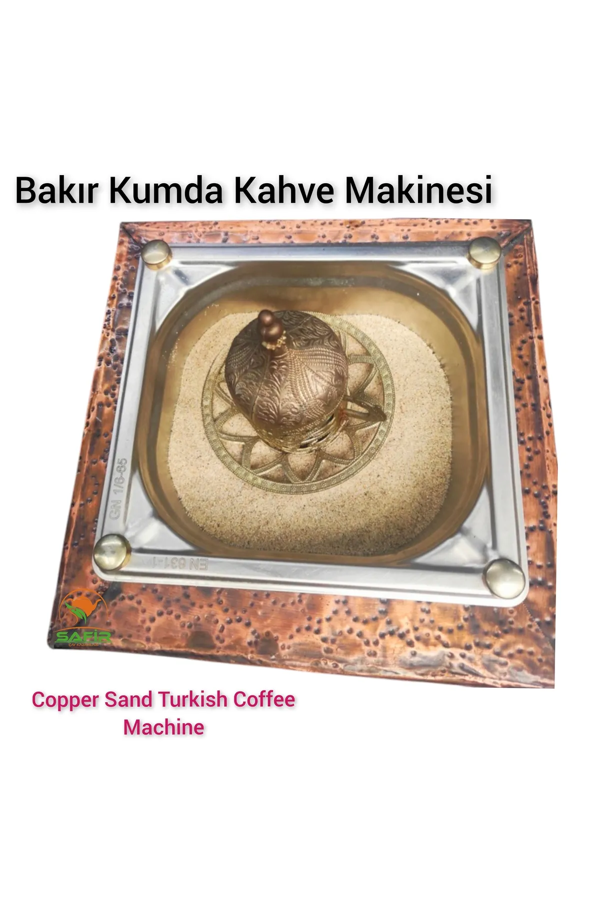SAFİR ÇAY KAZANLARI 19x18 cm ebatlı ev için kare kumda kahve Bakır Kumda Kahve Tek Cezvelik Safir kumda kahve makinesi görsel 2