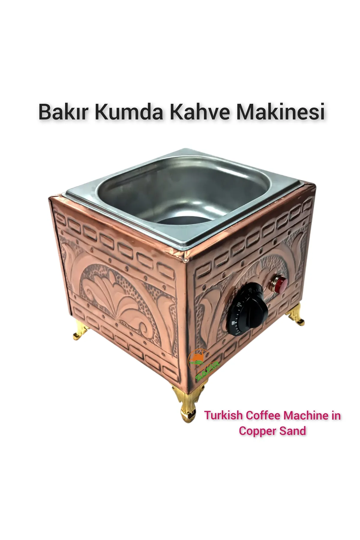 SAFİR ÇAY KAZANLARI 19x18 cm ebatlı ev için kare kumda kahve Bakır Kumda Kahve Tek Cezvelik Safir kumda kahve makinesi görsel 3