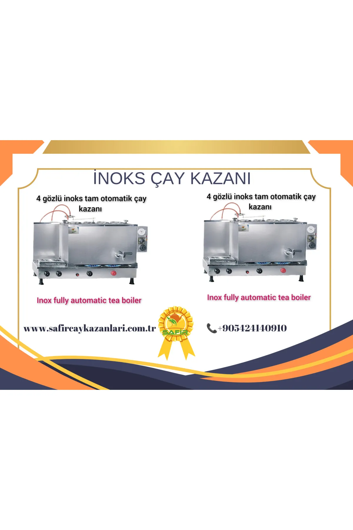 SAFİR ÇAY KAZANLARI 4 gözlü inoks Çay Kazanı Sadece Elektrikli Pleytli Çay Makinesi Çay Semaveri Çay Ocağı Safir görsel 2