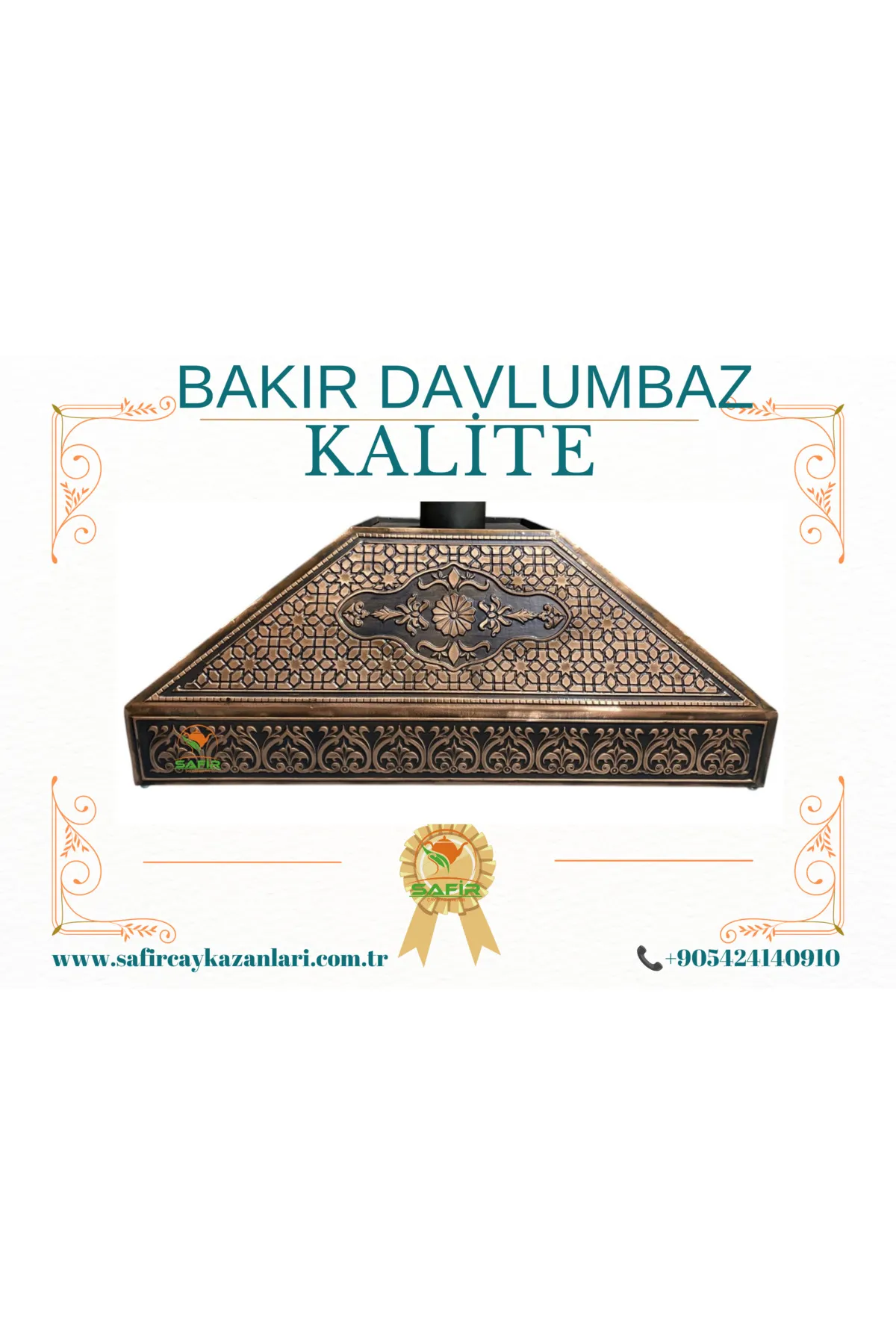 SAFİR ÇAY KAZANLARI 110 cm bakır davlumbaz Çay Semaveri için Bakır Davlumbaz Safir Bakır Davlumbaz görsel 2