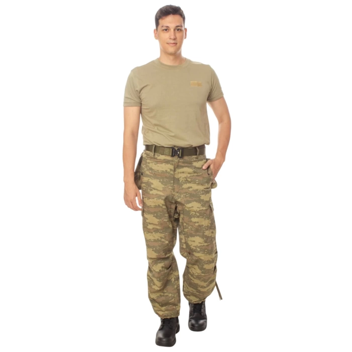 kara kuvvetleri kamuflaj renkli 5 cepli airsoft taktik avci pusu pantolon kisa kollu subay astsubay uzman cavus rutbeli fanilasi tisort